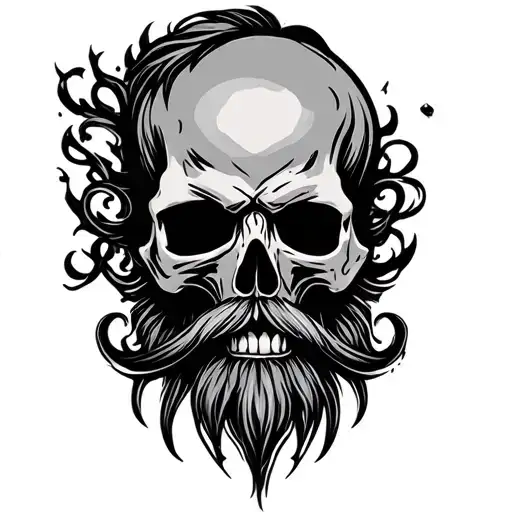 Skull With Beard & Musctache