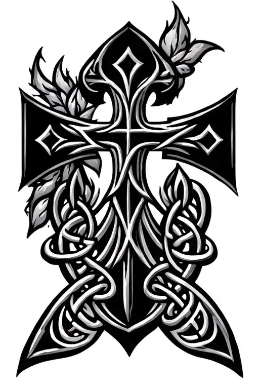 All Black Celtic Cross With Filigree Design