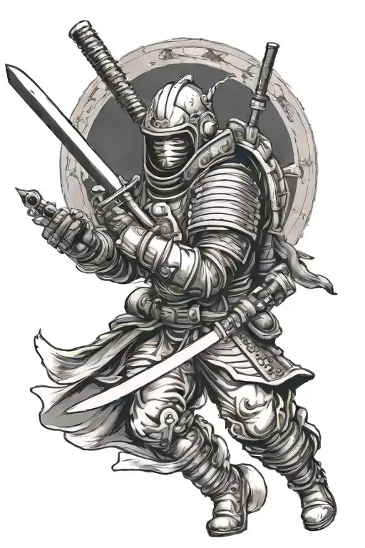 Astronaut Samurai Holding Katana