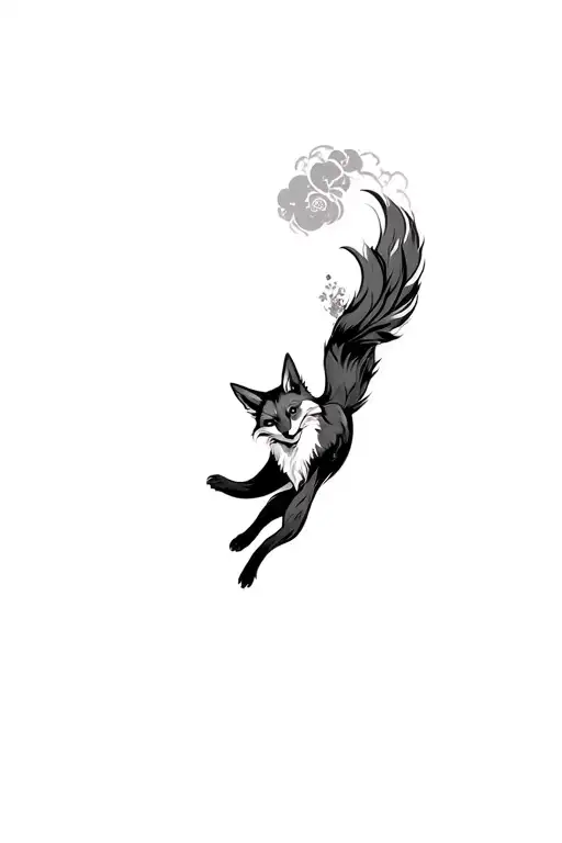 Fox Jumping Down In Japanese Style