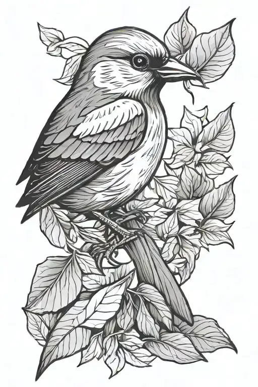 Bird With Leaves