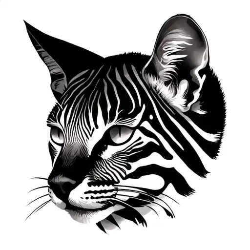 Zebra And Cat Silhouette