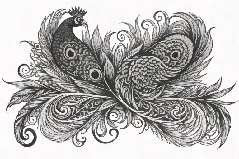 Leo Zodiac Symbol Surrounded Peacock Feather