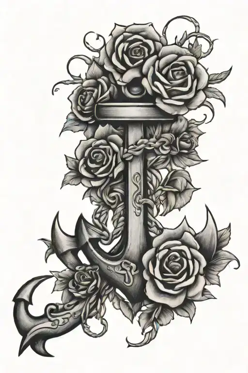 Flowers Wrapped Anchor Intertwined