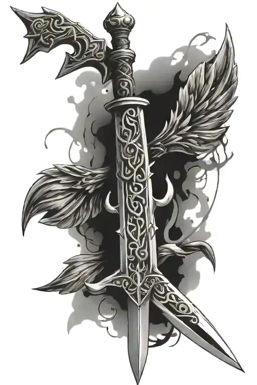 Valkyries Sword With Runes Around It