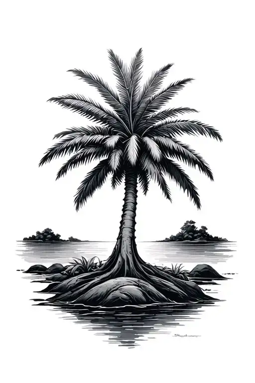 Palm And Tree Growing