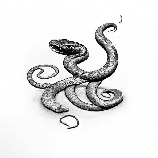 Snake Around Sword With Roses