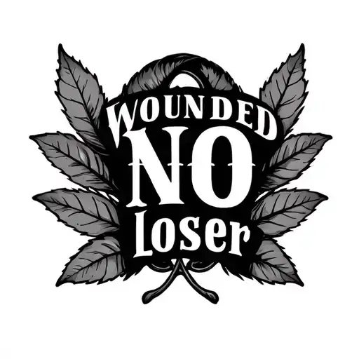 Wounded No Loser Laurel Leaves Lettering