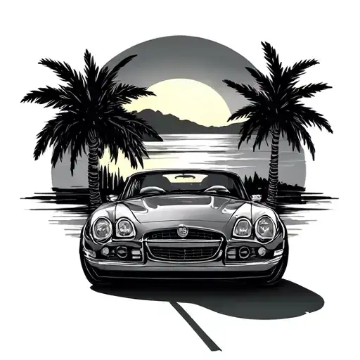 Ville De Nice Car With Sunset