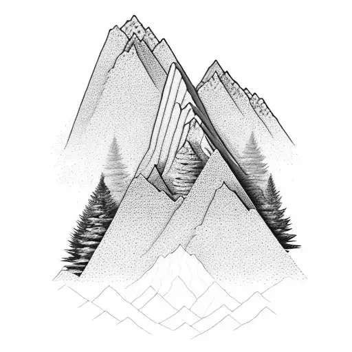 Three Mountain Peaks With Trees At The Base
