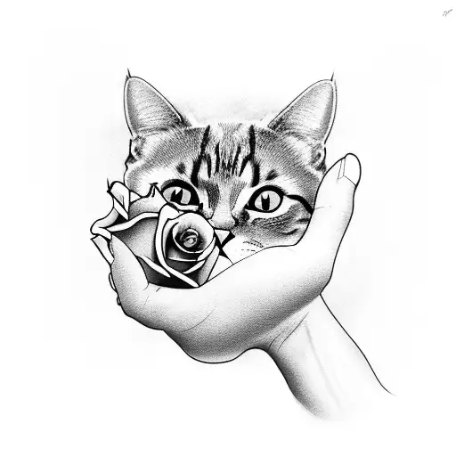 Cat Paw With Rose
