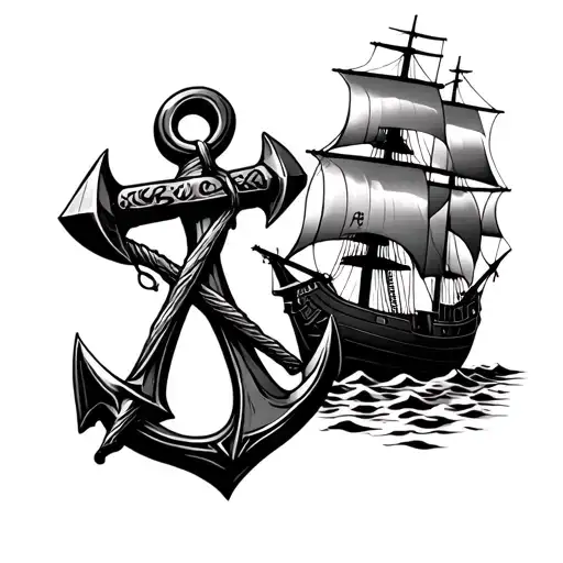 Thor Hammer Next To A Ship Anchor On A Battle Field