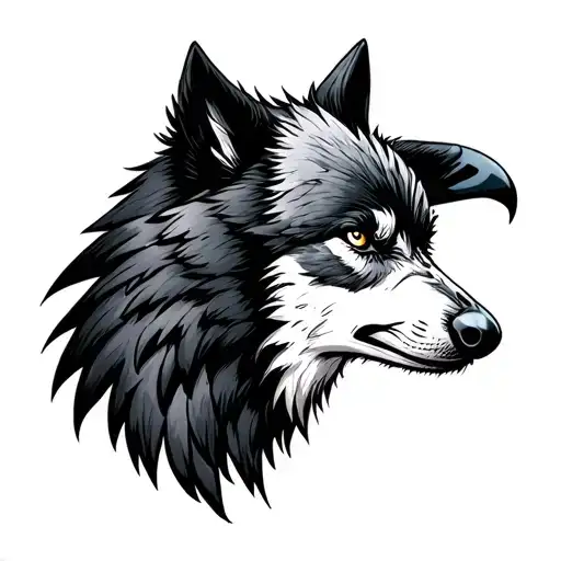 Half Raven And Half Wolf