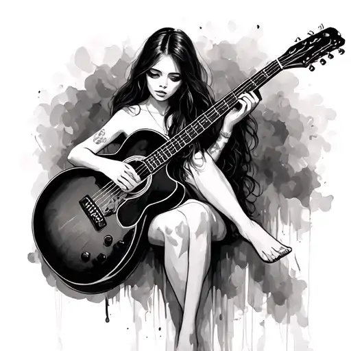 Sketch Guitar With Girl