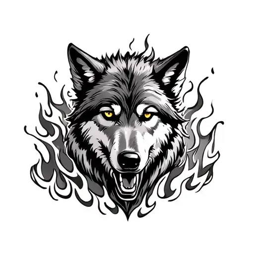 Wolf In Firefighter Battling Flames