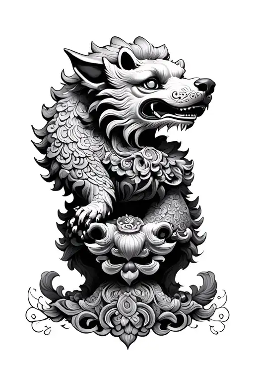 Double Foo Dog On Top Of Each Other