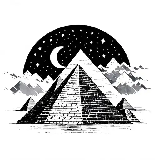 Pyramids With Stars Moon