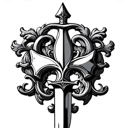 The Loraine Cross In A Fleur -De -Lis With A French Sword