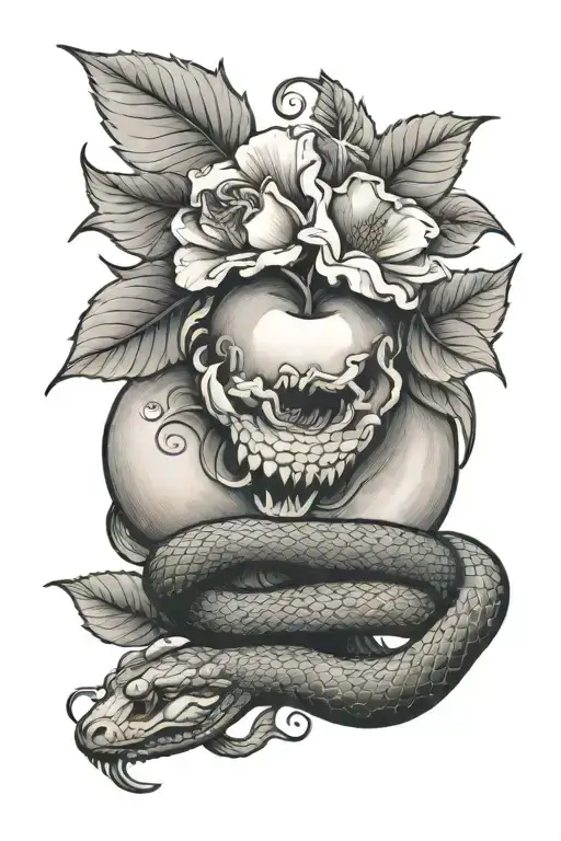 Flowers & Snake Biting Apple