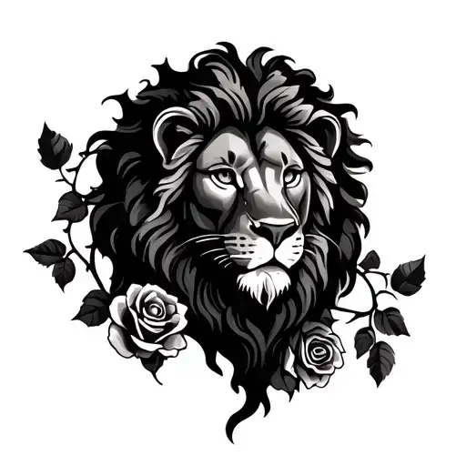 Lion And Roses Grape Vine Hearts