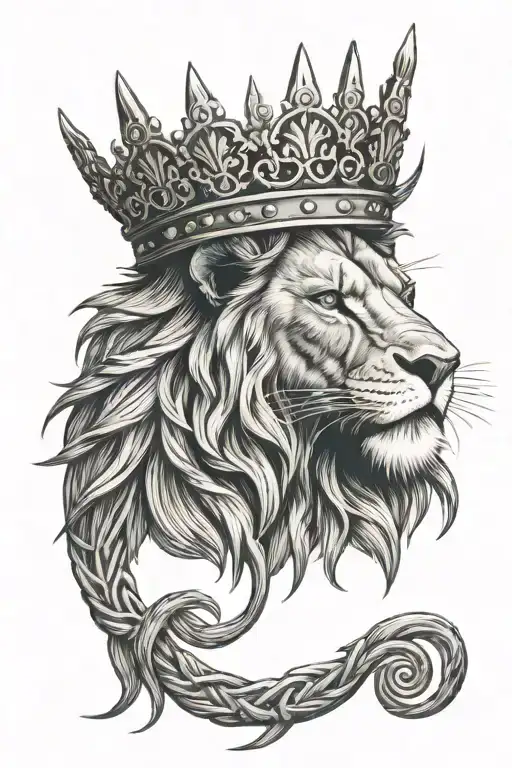 Lion Wearing Crown Of Thorns And A Cross