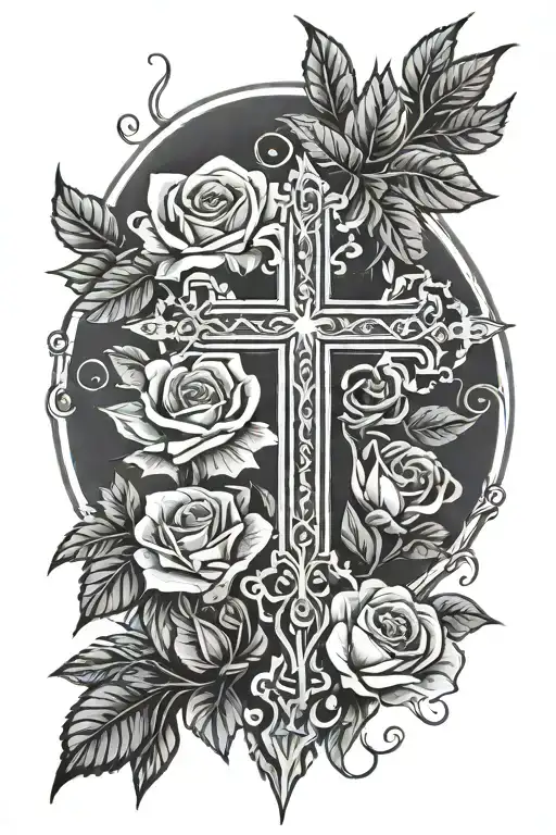 Christian Cross With Roses
