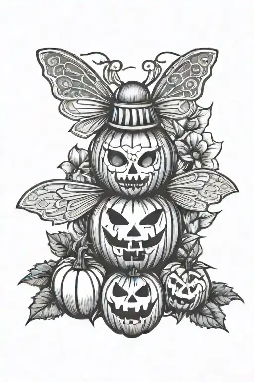 Jack O Lantern Halloween Honey Bee And Backround Gothic