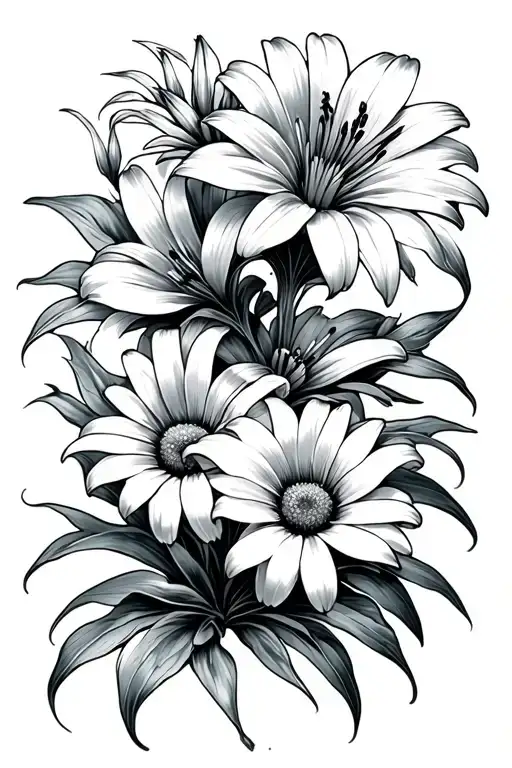 Spider Lily And Daisy Flower