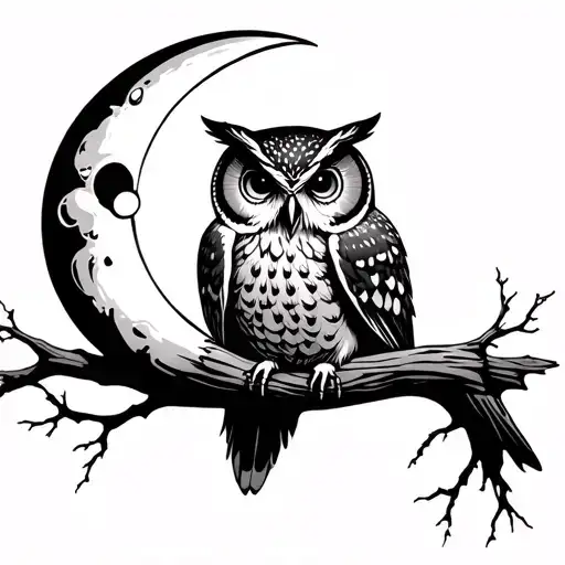 Owl And Moon