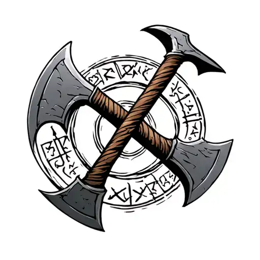 Two Viking Axes That Meet Above A Circle Of Runes