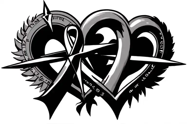 Compass Cross Hearts Intertwined Cancer Ribbon