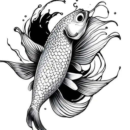 Koi Fish Made Out Of Abstract Lines