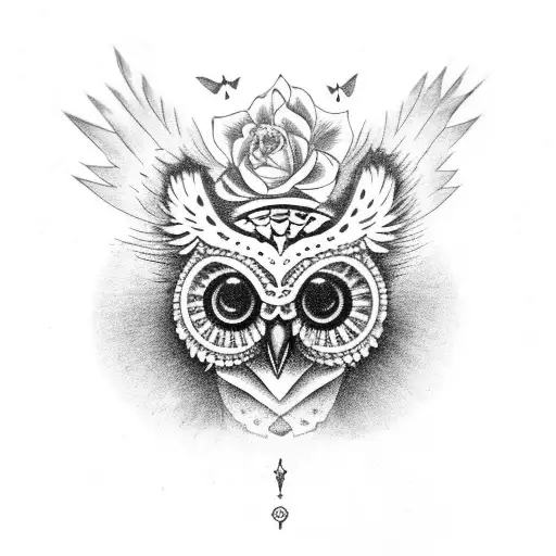 Owl With Day Of The Dead Skull