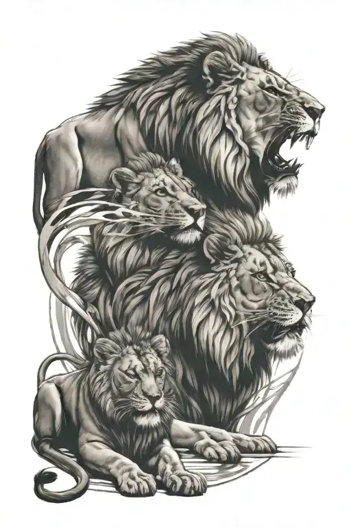 Cub And Lion Reflection Shows That There's Strength