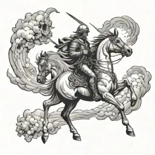 Horsemen Of The Apocalypse On A Background With Atomic Explosion