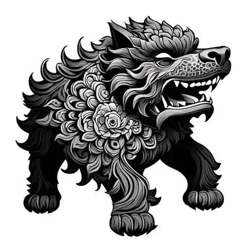Foo Dog Mandala Design Incorporating