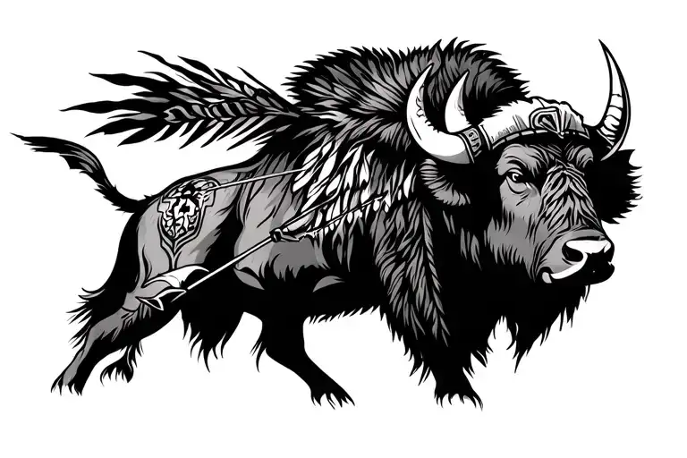 Indian Bow Hunting Buffalo