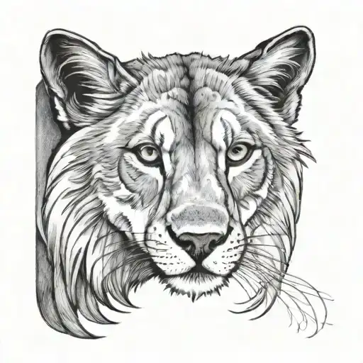 Half Lion Half Wolf Face