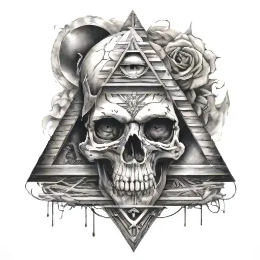 Skull With A Realistic Eye Inside Surrounded By A Pyramid