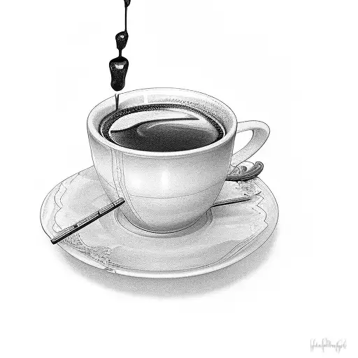 Cup Of Coffee With A Honey Stick Dripping Into The Drink