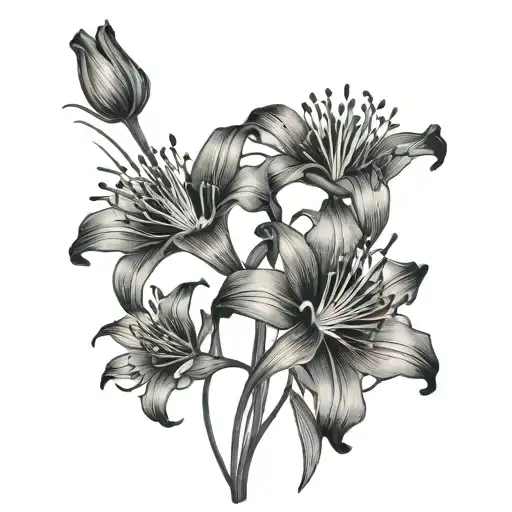 Dot Work Spider Lilies With A Hidden Spider Weaving Its Web