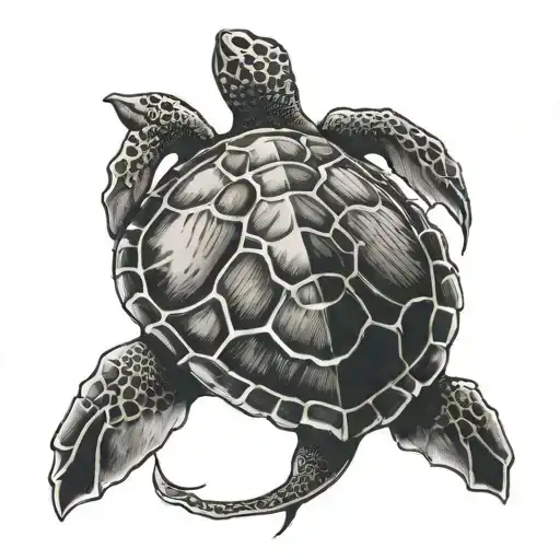 Turtle Ray With The Sea