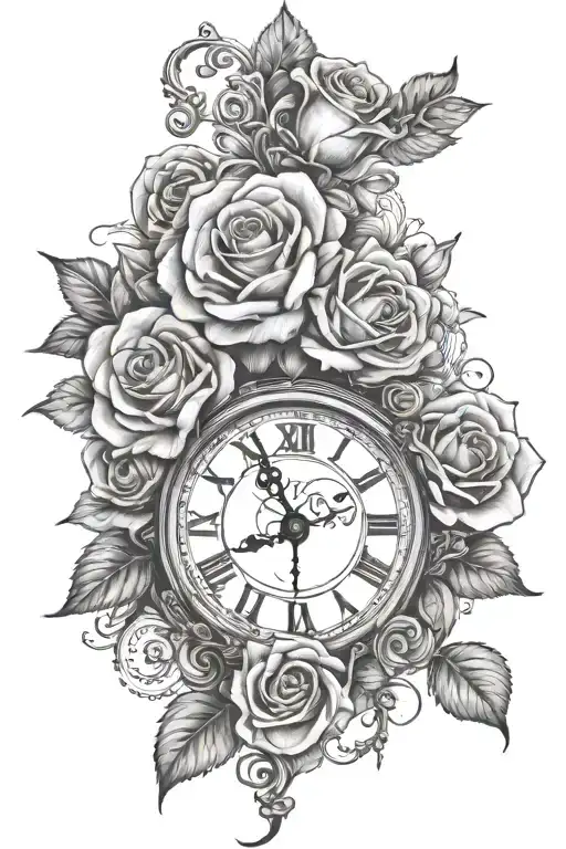 Roses And Clock And Family