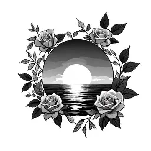 Sunset With Summer Baby 06 15 With Roses All Around It