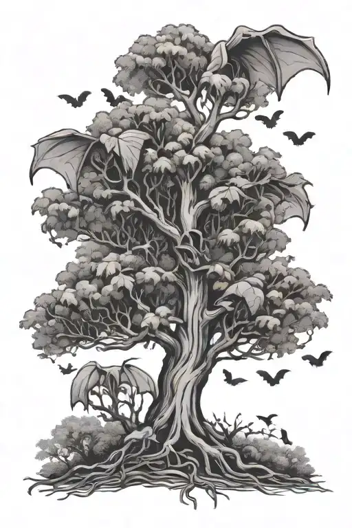 Poison Tree With Bats Flying