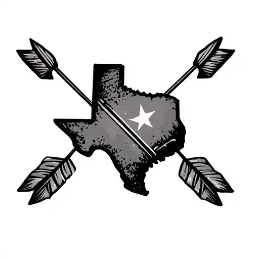 Map Of Texas With Crossed Arrows