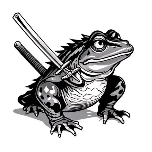 Japanese Yakuza Frog With Katana Sword
