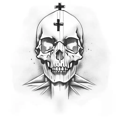 Crucifix With Skull And Trees