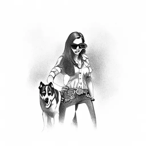 Cowgirl Mum With Dog