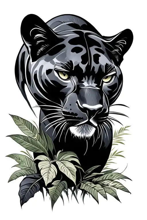 Black Panther In Jungle Setting